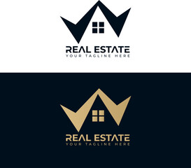 Modern Real Estate Logo Design – Elegant House and Roof Icon for Property & Realtor Branding