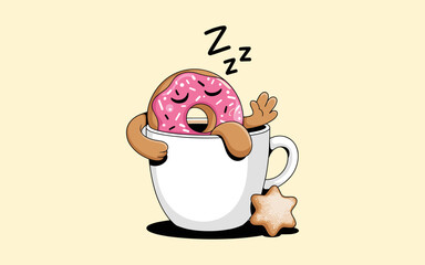 Donut vector design, vector illustration, Donut design, silhouette style.
