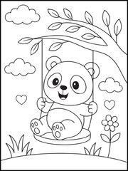 Panda on Tree Swing Coloring Page for Kids &ndash; Adorable Nature-Themed Printable

