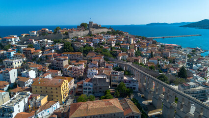 Obraz premium Landscape of old town and sea in Kavala, Macedonia, Greece, Europe