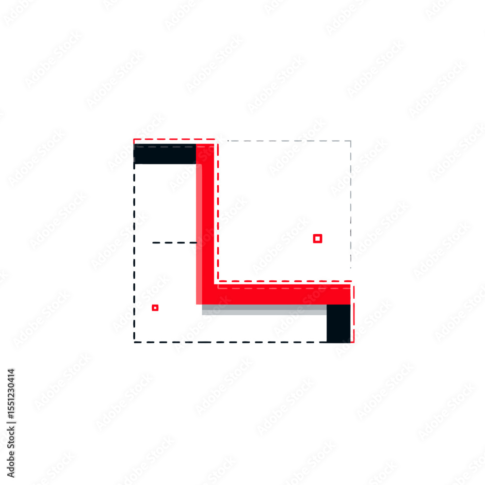 Poster abstract design outlines red color shape visually presents minimalism layout geometry