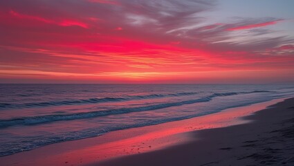 Beautiful ocean beach sunset view with vibrant colors landscape photography scene