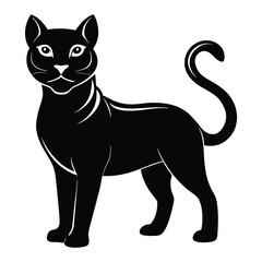 Elegant Black Cat with Curved Tail a Symbol of Grace Mystery and Independence Perfect for Designs that Evoke Feline Charm