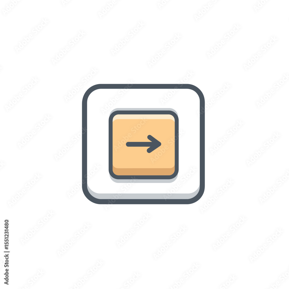 Poster right arrow icon indicates direction within square element graphic design minimal style symbol navig