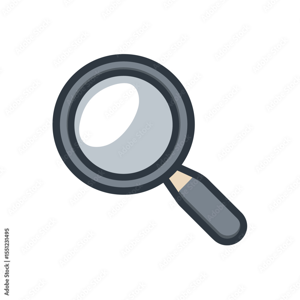 Poster magnifier icon explores object vector design flat studio graphic