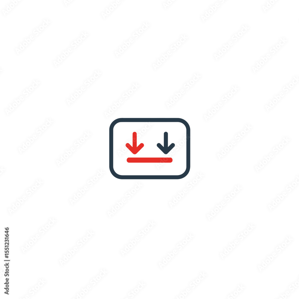 Poster rounded rectangle icon shows arrows pointing downward in digital interface display