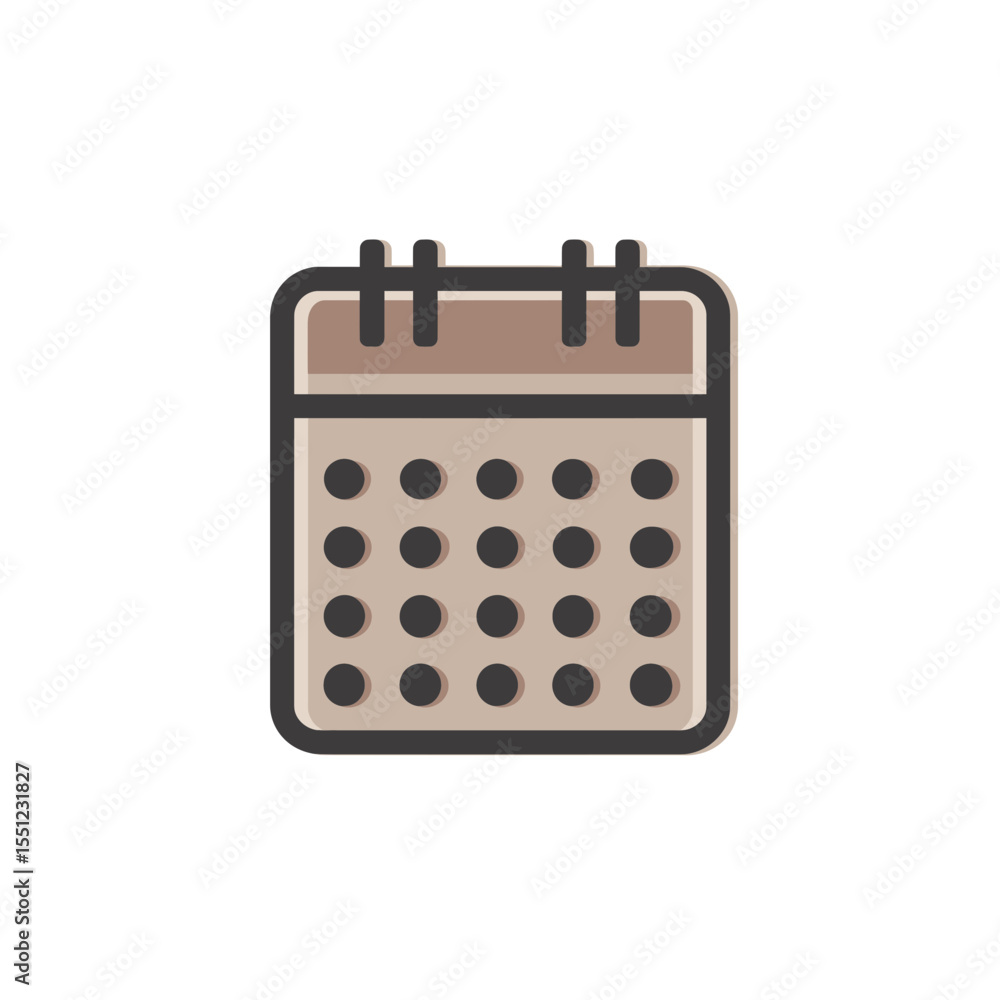 Poster calendar icon displays events schedule in simple isolated design style