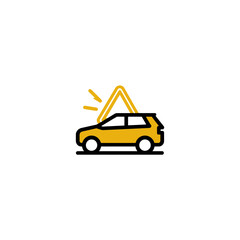 Broken vehicle signals warning in minimalistic roadside breakdown style design