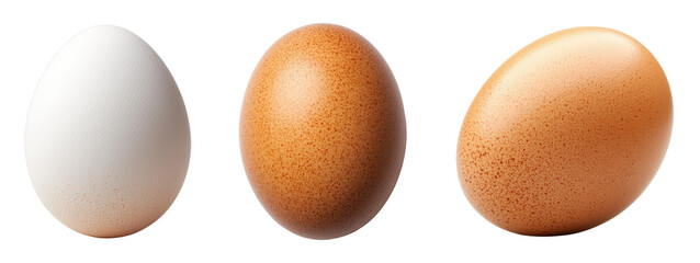 Variety of Eggs: White and Brown Shells Displayed