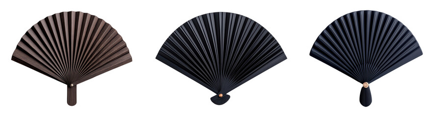Elegant collection of traditional folding fans in dark tones