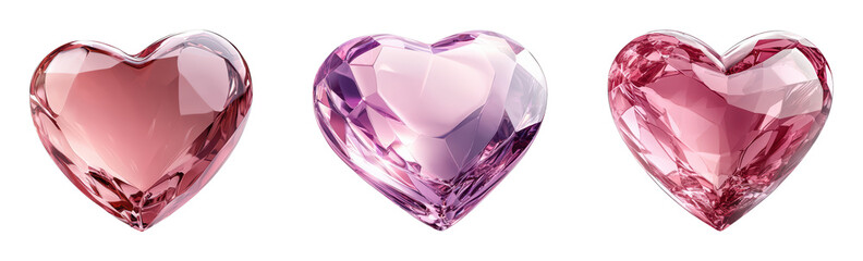 Elegant heart-shaped crystals in varying shades of pink