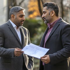 young indian two businessman talking together