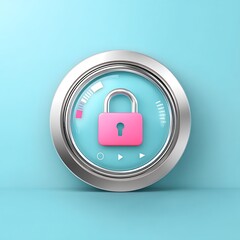 Circular lock icon on teal background