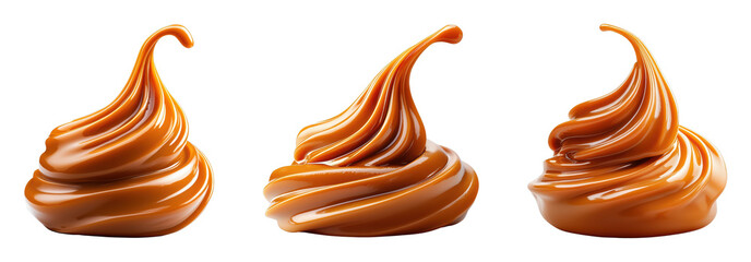 Swirls of caramel sauce on a black background