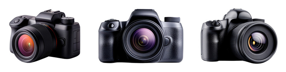 Collection of professional cameras showcasing different designs