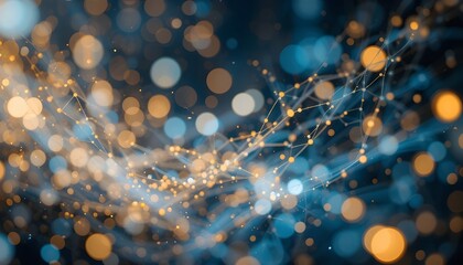Abstract Background of Fiber Technology Lights with Glowing Strands and Futuristic Digital Energy