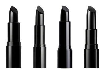 Sleek black lipstick collection on a dark backdrop