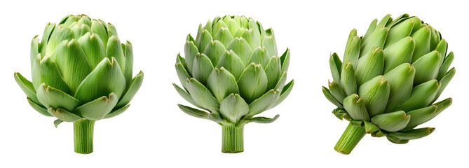 Fresh artichokes arranged on a black background