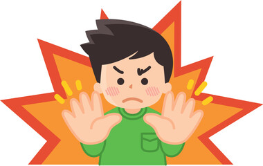 立入禁止　制止する若い男性