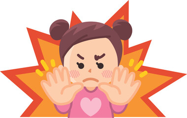 立入禁止　制止する女の子