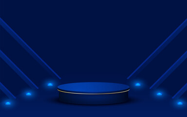 Blue Stage with Spotlight Illustration for Presentation or Performance Background