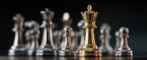 The Golden King Stands Out Amongst Silver Chess Pieces