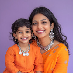 young indian mother and cute baby laughing