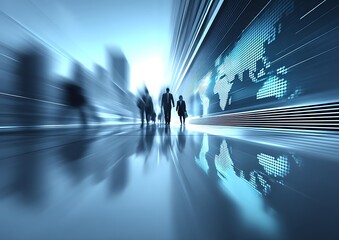 Business professionals walking in a modern city