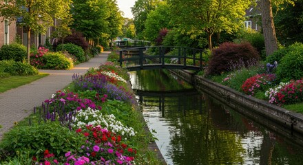 Obraz premium Idyllic Canalside Walkway