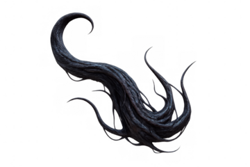 3d rendering of intricate, dark, tangled tendrils with a transparent background, perfect for digital art and design projects