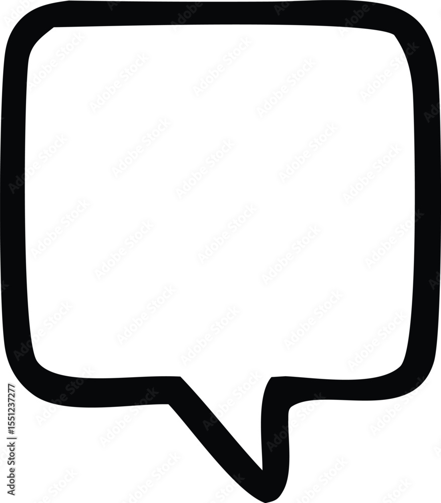Aufkleber a simple hand drawn black outline of a speech bubble with rounded corners and a pointed tail on a wh