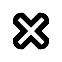 Fototapeta premium Minimalist black vector icon of an X or cancel symbol inside rounded corners.