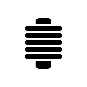 Minimalist black vector icon of an electrical transformer coil, abstract and stylized with parallel winding lines.

