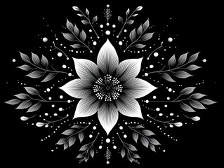 Elegant flower design with leaves and dots