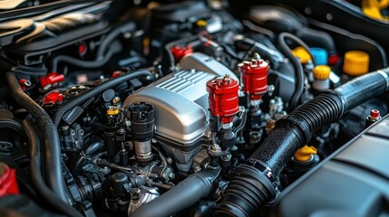 Detailed engine bay view