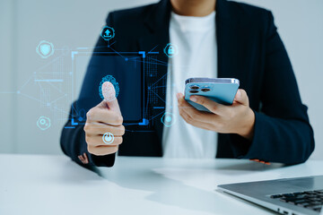 Digital banking, online marketing, Internet payment, personal financial data protection concept....