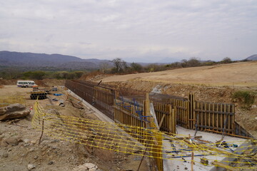 New Concrete Culvert in Shrubland Landscape