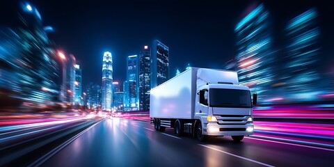 City truck at night