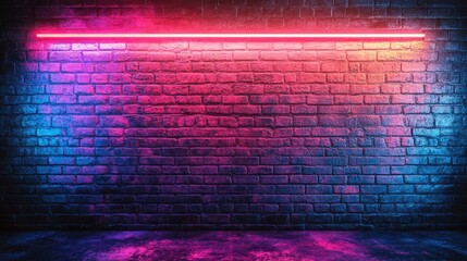 Hyper realistic 3d render Neon Brick Wall: Vibrant Pink & Blue Background for Design AI Generative