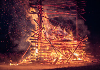 Johannisfeuer, Sonnwendfeuer in Bernried am Starnberger See, Oberbayern, Bayern, Deutschland, Europa
