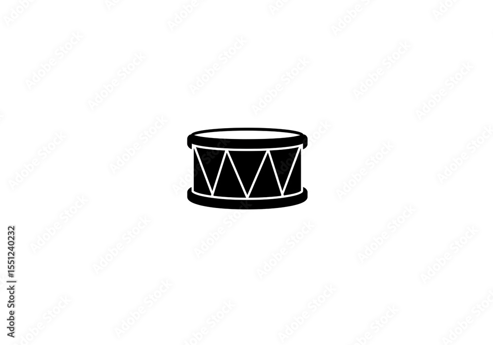 Poster a simple black drum illustration with white background in a minimalist style design element