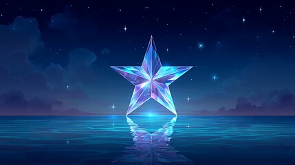 Sparkling star on water at night