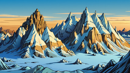 Sharp glacier peaks in a remote Arctic wilderness with icy terrain and cold blue tones vector ideal for extreme nature and polar landscape themes