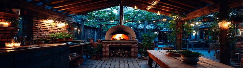 Outdoor Pizza Oven in a Rustic Setting