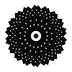 Black color flower mandalal vector design. 
