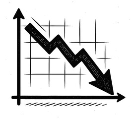 A downward trend is shown on a graph