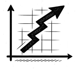 A graph with a black arrow pointing upwards