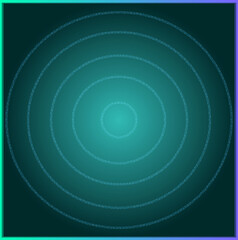 Abstract Teal Vortex with Ornamental Concentric Circles Radiating from the Center Point in a Gradient Background with Border
