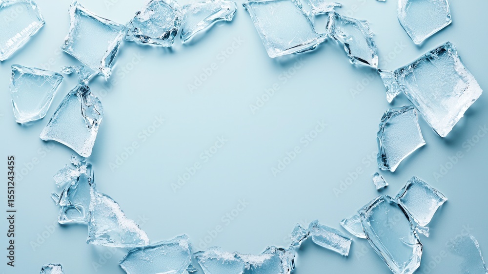 Aufkleber ice shards forming a rectangular border on a white background, creating a refreshing and cool visual