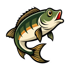 Bass Fish Vector Design On White